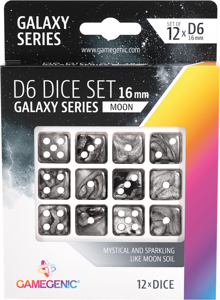 Galaxy Series - Set de 12 dés de 6 : Moon - MEKA NEKO