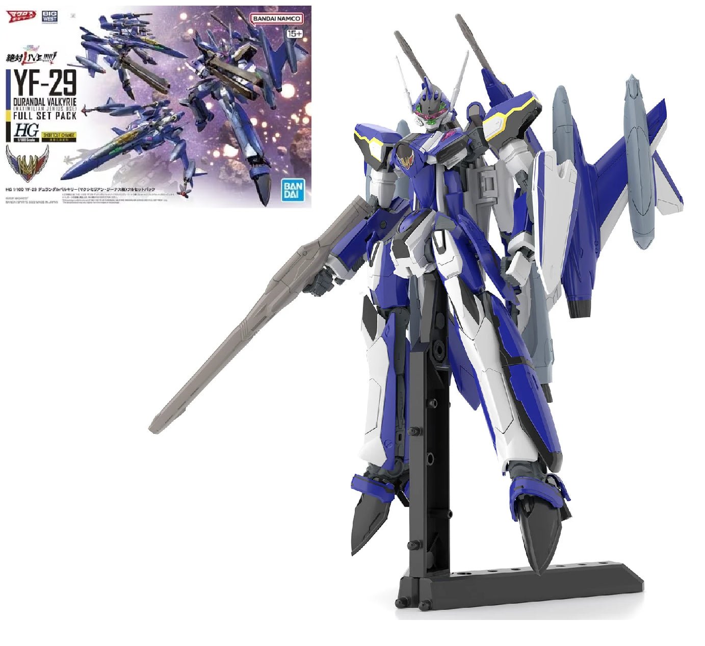 Model Kit Macross HG 1/100 - YF - 29 Durandal Valkyrie Full Set - MEKA NEKO