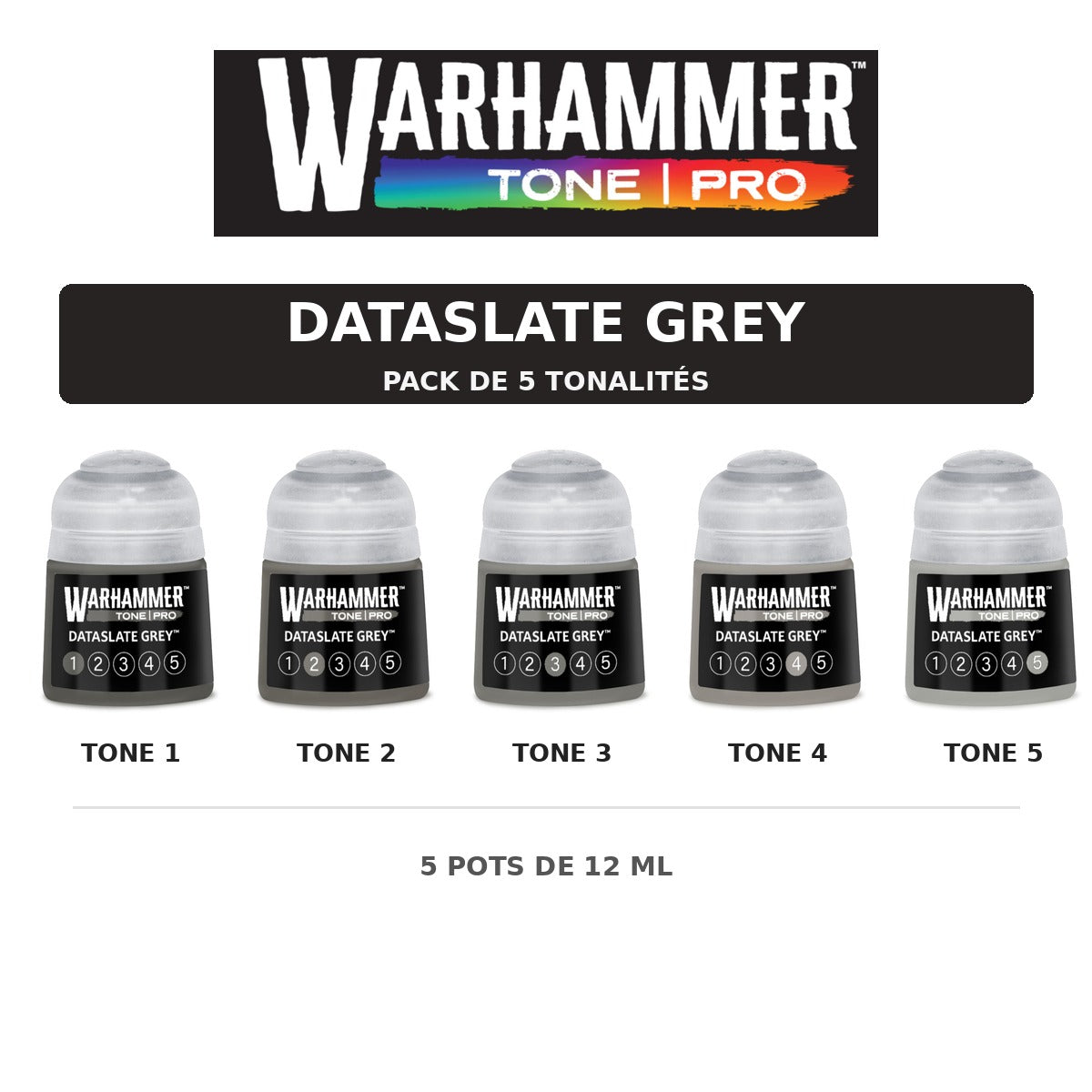 Pack Warhammer Tone Pro Dataslate Grey - 5 tonalités