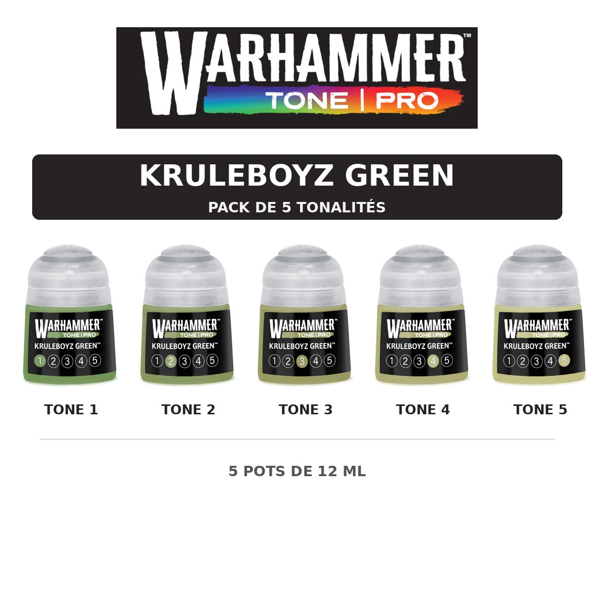 Pack Warhammer Tone Pro Kruleboyz Green - 5 tonalités