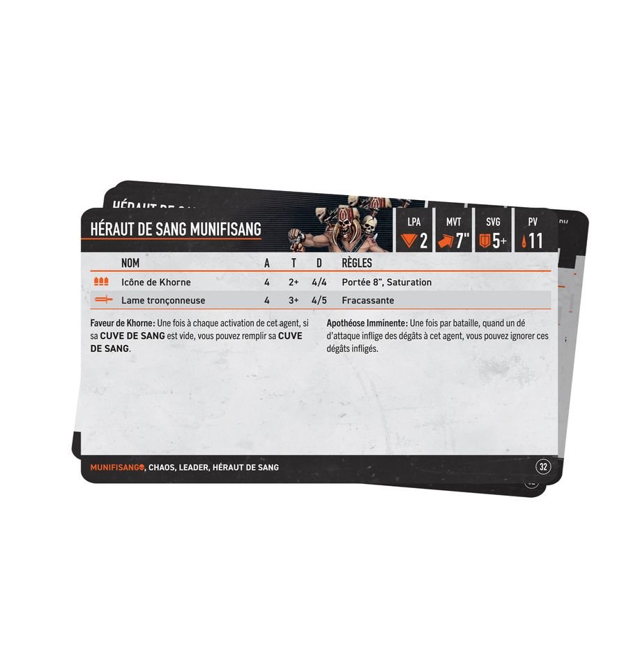 Warhammer 40K Kill Team - Cartes Techniques : Munifisangs - MEKA NEKO