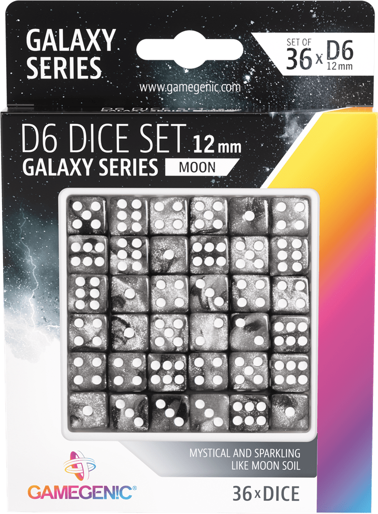 Galaxy Series - Set de 36 dés de 6 : Moon - MEKA NEKO