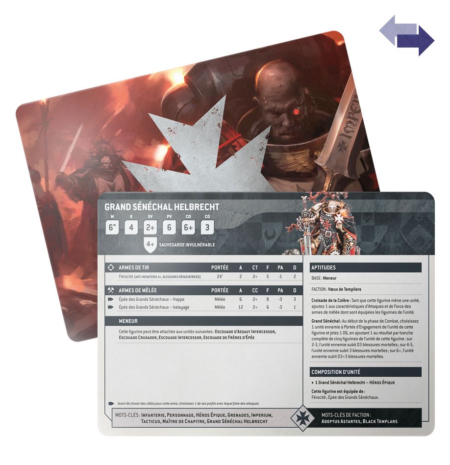 Warhammer 40K - Cartes Techniques : Black Templars - MEKA NEKO
